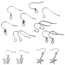 

50pcs Stainless Steel Earring Hooks Hypoallergenic Anti Allergy Earwire Clasp DIY Earring Base for Jewelry Making Accessories
