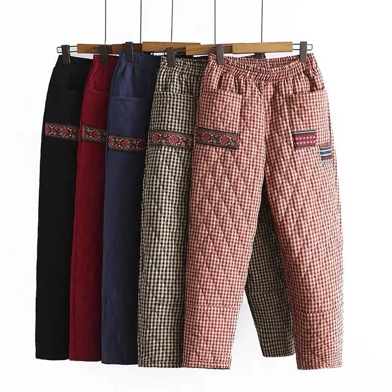  Women's Warm Down Cotton Pants, Winter Down Trousers Elastic  Waist Casual Plaid Sweatpants Padded Quilted Trousers : Clothing, Shoes &  Jewelry