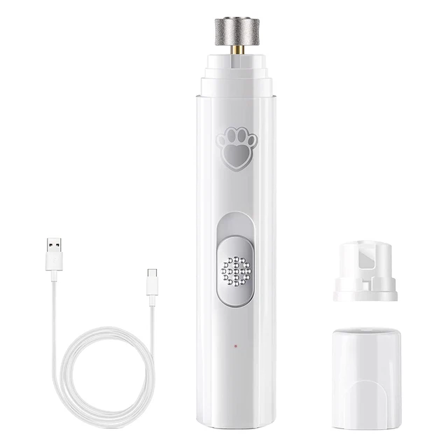 Electric Dog Nail Grinder USB Rechargeable LED Light Paws Nail Cutter Painless 2-Speed with Polisher Wheel for Pet Paws Grooming 1