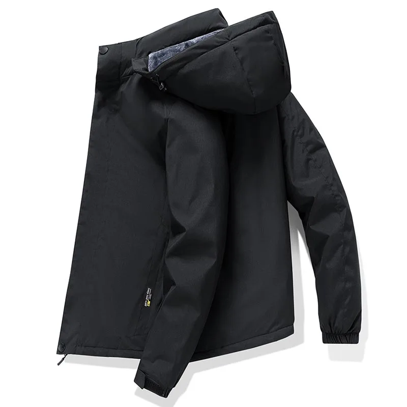 

New Men Winter Fleece Warm Windproof waterproof Hooded Jacket Men Outdoors Cold Protection Mountaineering Clothing Jacket Male