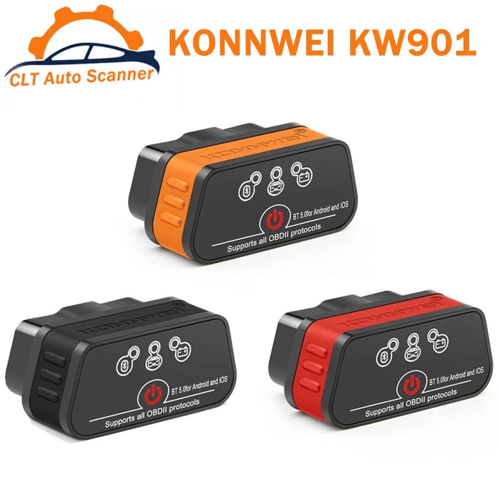 

KONNWEI KW901 V1.5 PIC18f25k80 Bluetooth 5.0/3.0 Car Engine Fault Diagnostic Tester Scanner Car Diagnostic Scan Tool Free Ship