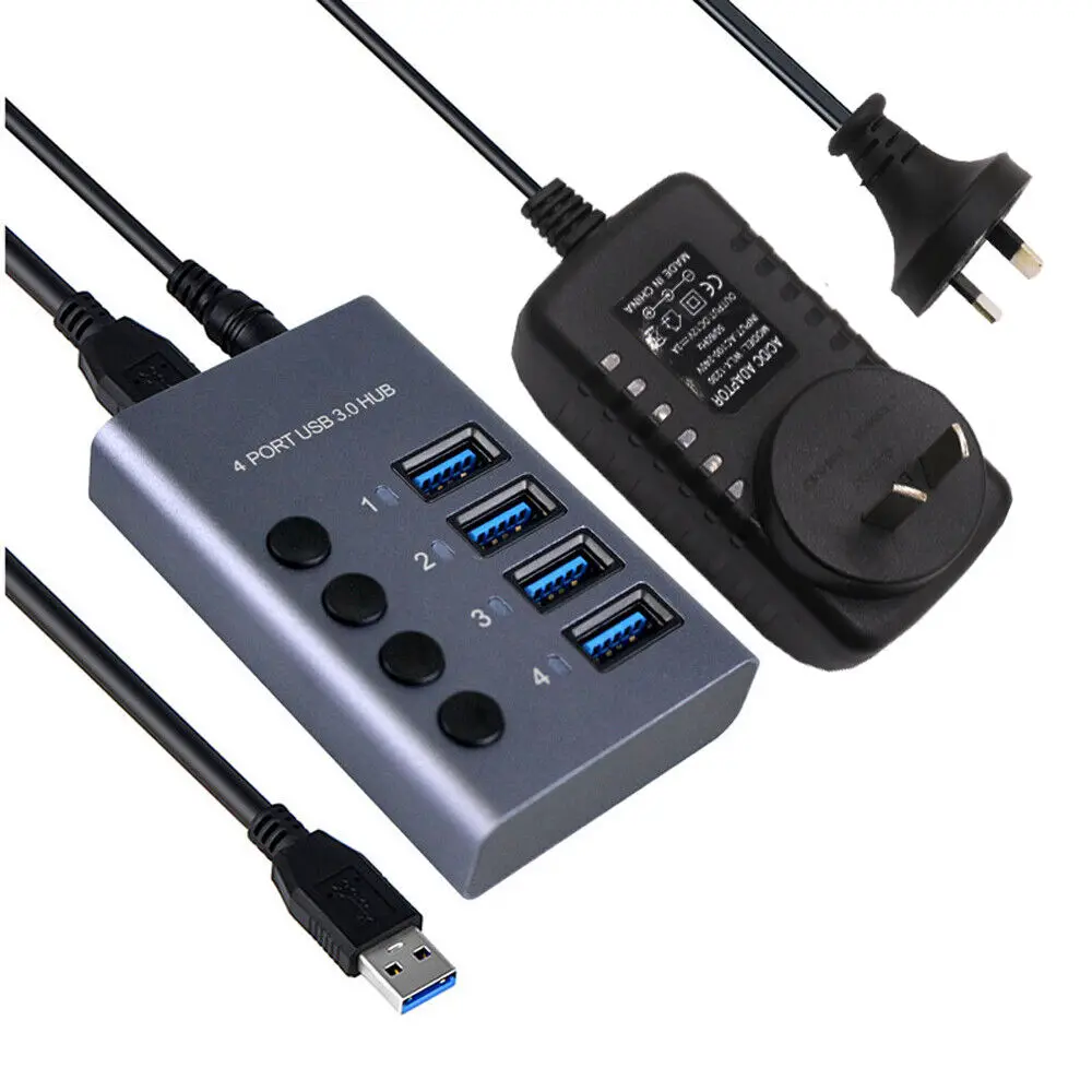 Hub 3.0 Splitter multi USB ad alta velocità AU 4/7/10 porte 3 Hab Adattatore di alimentazione Cavo lungo di ricarica rapida con più_voghion.com