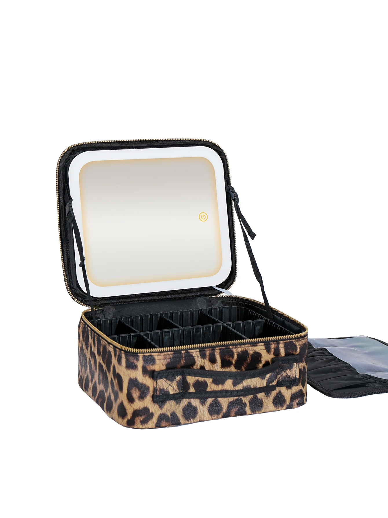 Travel Makeup Bag with LED Lighted Mirror 3 Color Scenarios Adjustable Brightness, with DIY Dividers, Toiletry Makeup Case Gift 4