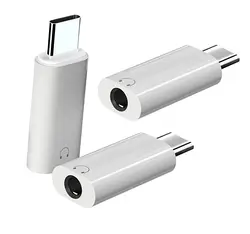 Universal USB - C to 3.5mm Audio Converter - Headphone Adapter and Connector (White3Pcs)
