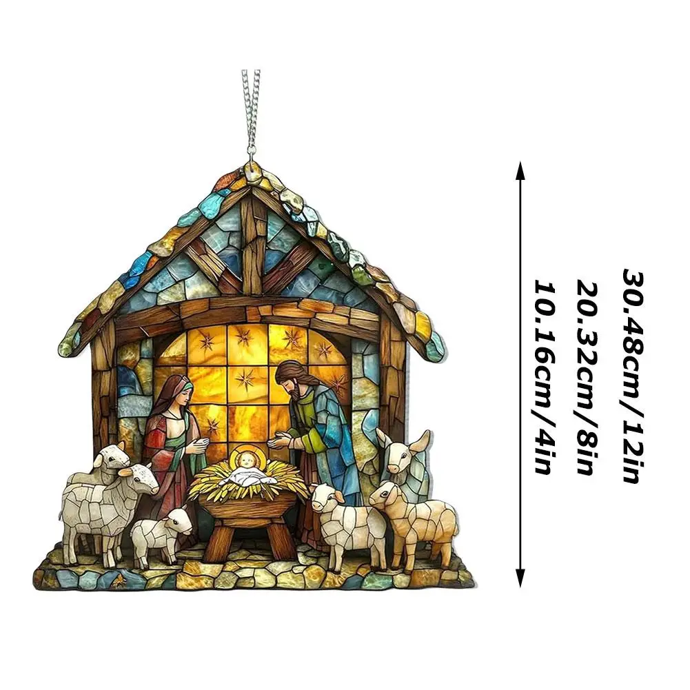 Jesus Suncatcher Handcrafted for Window Garden Porch Wall Decor Vibrant Stained Glass Hanging with Acrylic Sign Christmas Gift