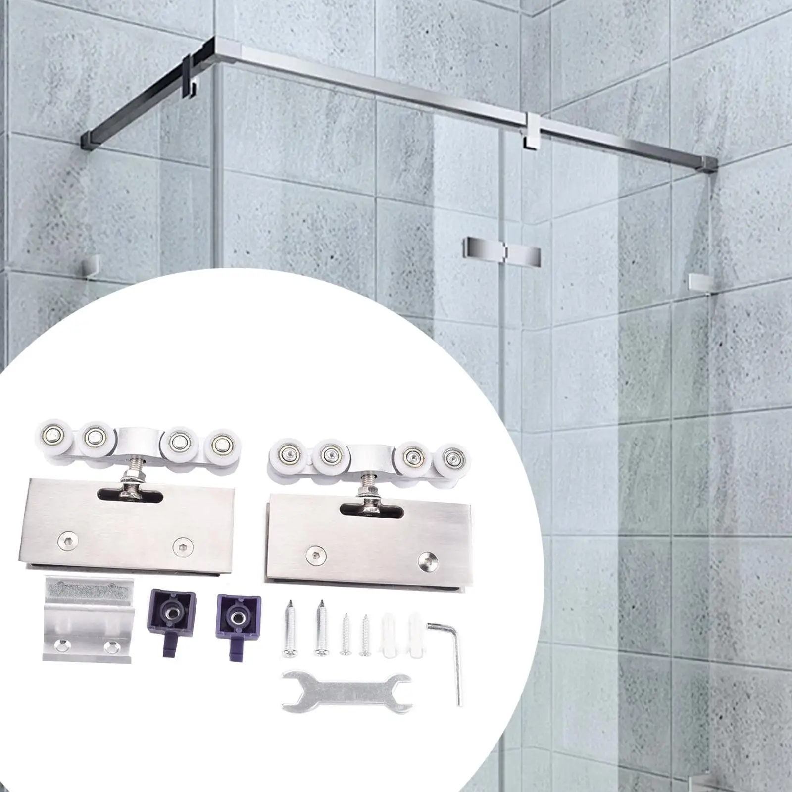 Glass Sliding Door Rollers, 8 Roller Runners Wheels, Premium Sturdy Versatile Shower Door Rollers