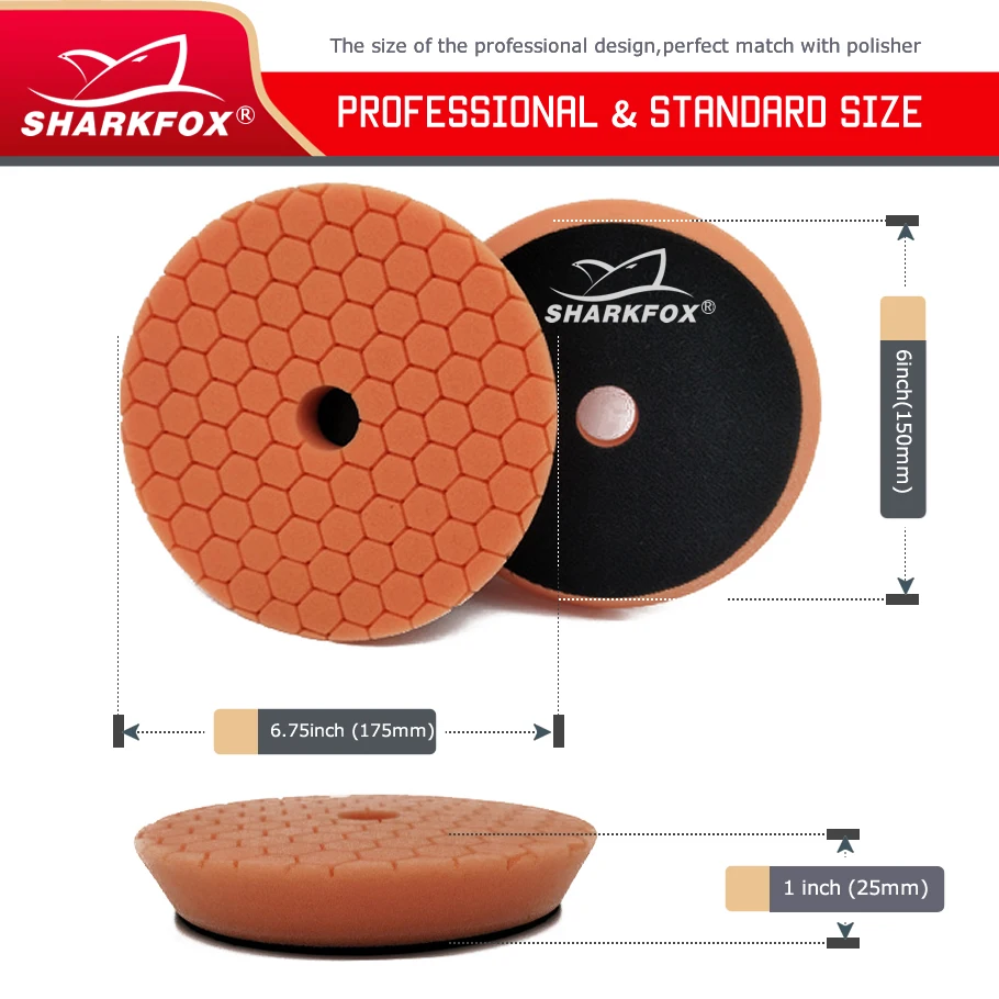 Sharkfox 3/5/6inch Car Polishing Disc Buffing Polishing Pads Self-Adhesive Buffing Waxing Germany Foam Polishing Pad For DA/RO 5