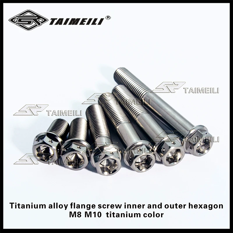 Titanium bolt GR5 flange head inside and outside hexagon head M8 M10x20-90mm motorcycle refitted bolt repair replacement scre titanium bolts hexagonal flange bolts hexagon head screw