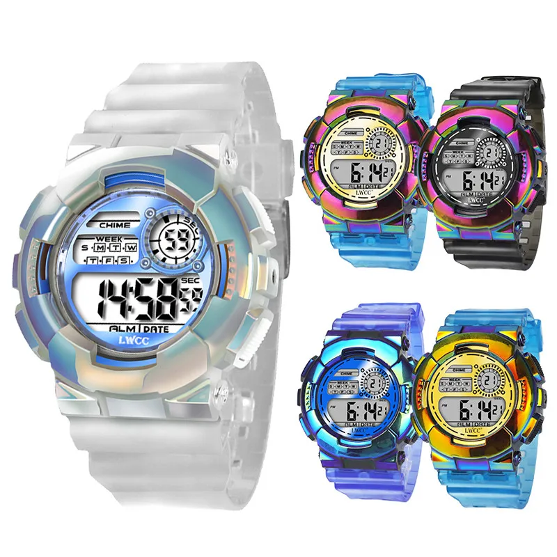 

Sport Watches for Kids Girls Boys 50M Waterproof LED Digital Watch Transparent Electronic Children Watches Alarm Clocks Reloj