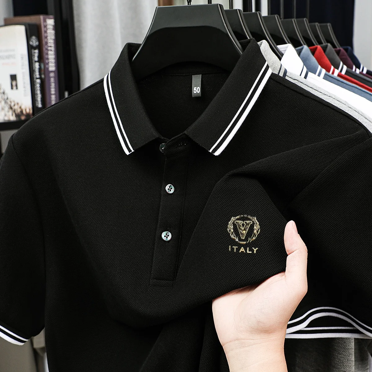 Men’s cotton lapel polo shirt for casual smart style