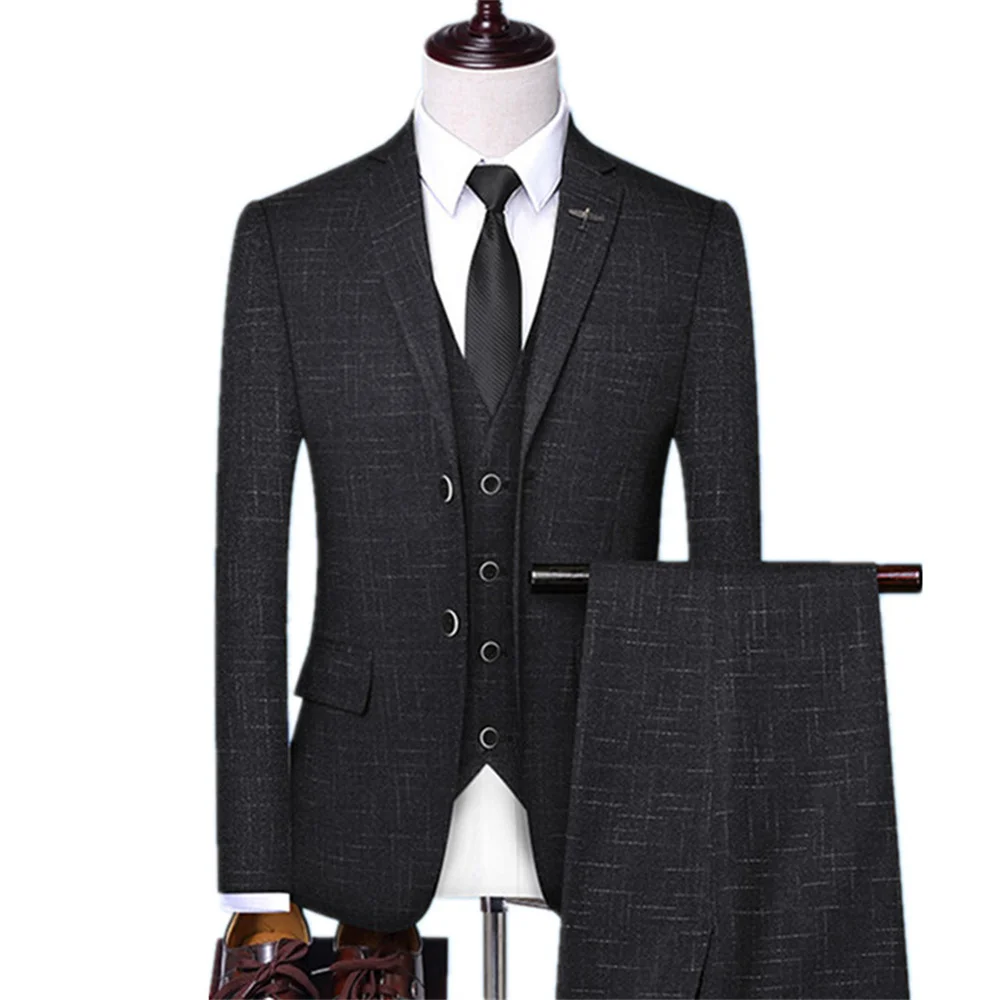Formal Male Suits 2023 New in 3 Pieces Sets Blazers Jacket Pants Vest Suits  Business British Style Luxury Wedding Party Dress