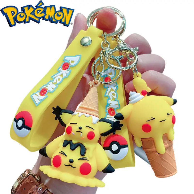 

Anime Pokemon Ice Cream Keychain Pikachu Cartoon Bag Keychain Pendant Decorate Fashion Car Keyring Accessories Wholesale Gifts