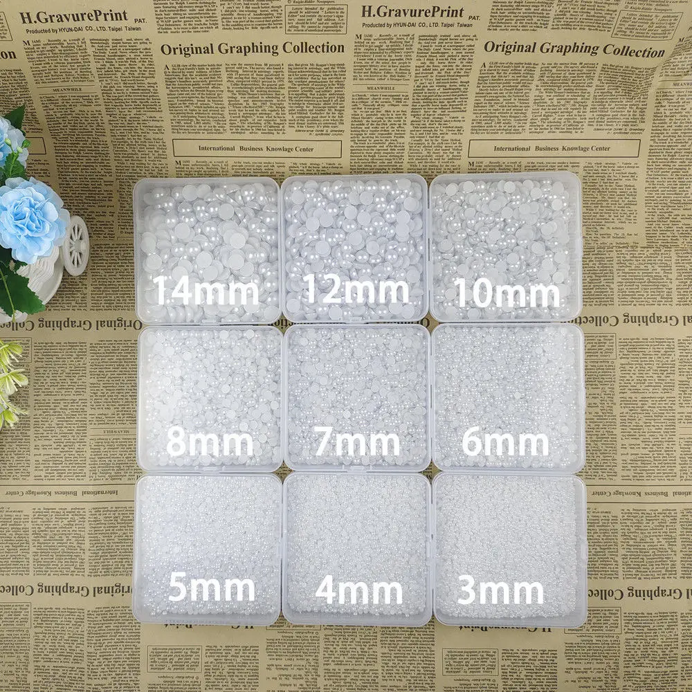

High quality DIY accessories with pure white flat bottom and semi circular ABS imitation pearl jewelry accessories