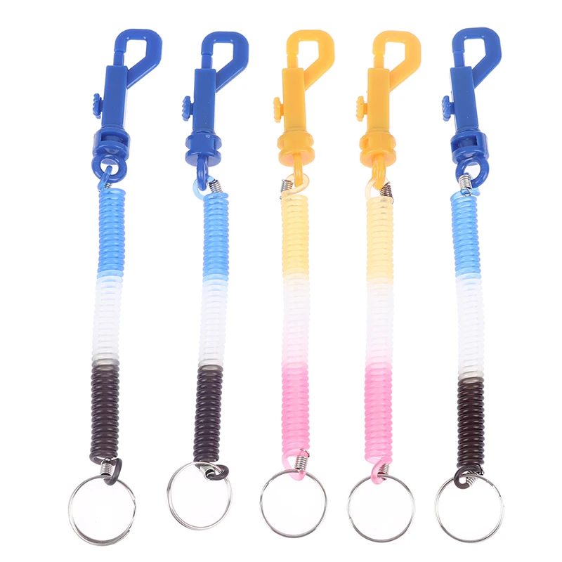 1/2/5pcs Key Holder Keyring Gifts Plastic Colorful Retractable Spring Coil  Spiral Stretch Chain Keychain Key Ring For Men Women