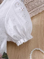 Robe en maille à manches courtes et col carré pour filles, avec broderie florale, idéale pour les fêtes et les cadeaux, pour les âges de 4 à 7 ans 4