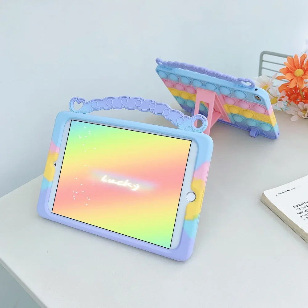 Pop Empurrá-lo Case para Samsung Galaxy Tab a7 Lite T220 s6 Lite P610 Crianças Bolha Silicone Suporte Case para Tab T290 X200 T500 Funda - Imagem 2