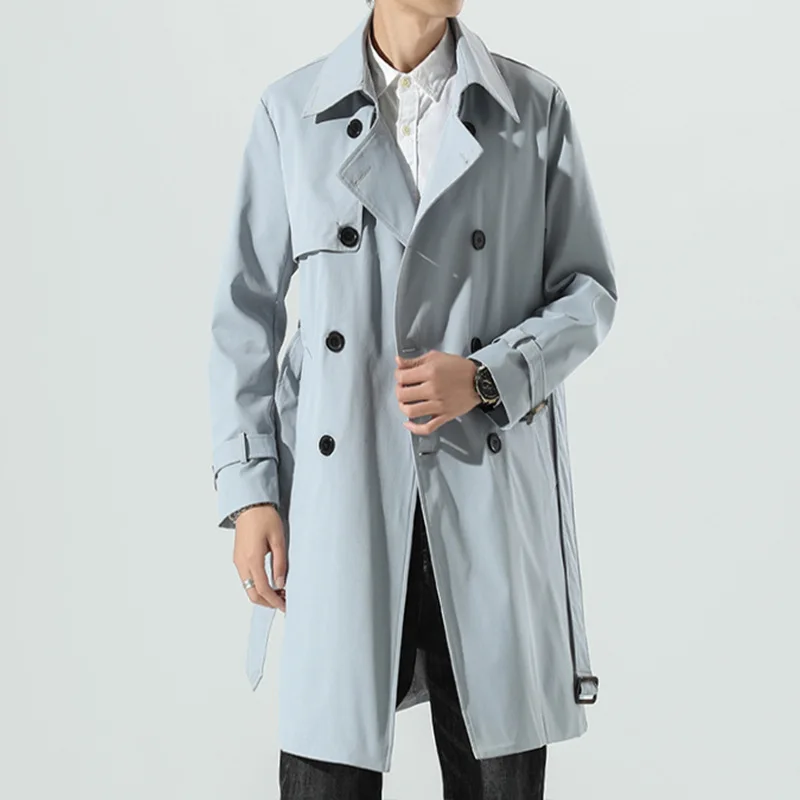 England style double-breasted jacket trench men Business casual loose long section Windbreaker for men coat jacket M-4XL