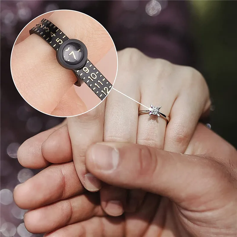 Finger Ring Sizer Measuring Tool With Magnifier Reusable Ring Finger Size  Tape Measure Ruler For Proposal Wedding Ring Adjuster