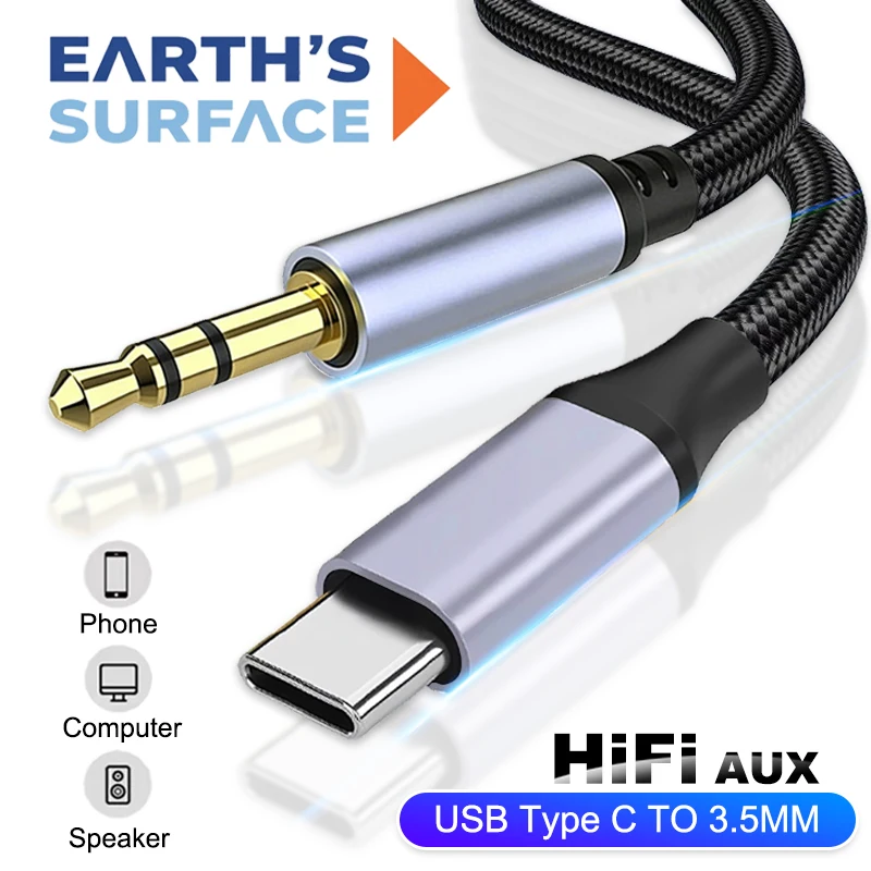 AUX Audio-Kabel USB-C auf 3,5mm Klinkenstecker AUX-Kabel Auto-Lautsprecher Kopfhörer-Adapter für Xiaomi Huawei Samsung Universeller Typ-C-Konverter
