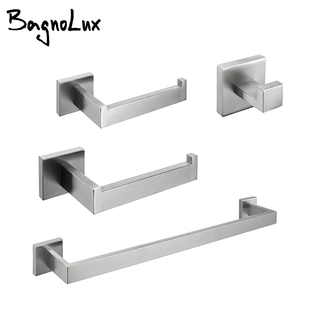 Bathroom Accessories Set Hardware Decor Toilet Roll Paper Holder Hanger Hook Towel Bar Brushed Gold Wall Stainless Steel Shelf toilet paper holder towel hook bathroom hardware set bathroom hardware accessories