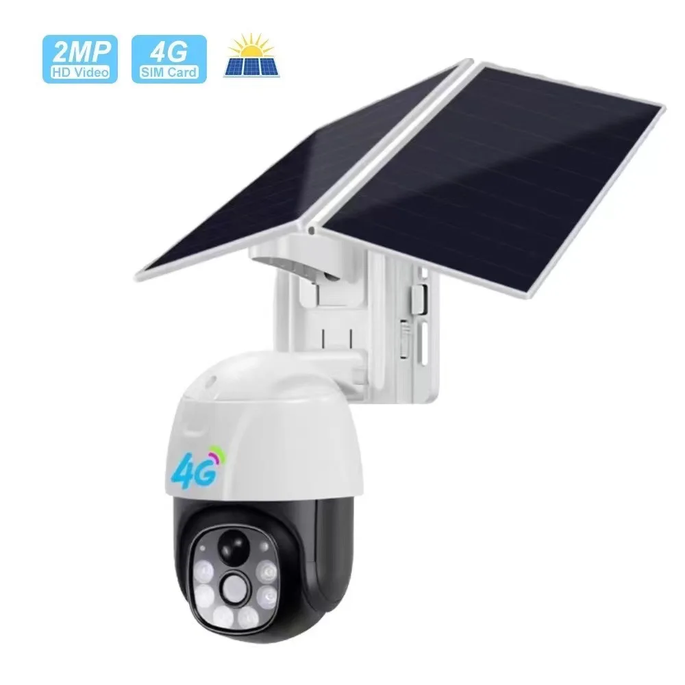 

Outdoor Solar 4G Surveillance Camera Night Vision Full Color HD Home Smart Low Power Consumption V380 Dome Camera
