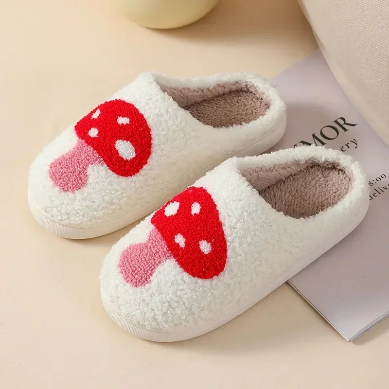 Ghost Face Blue Evil Eye Fuzzy Slippers - Plush Winter Warm Indoor Non-Slip Shoes
