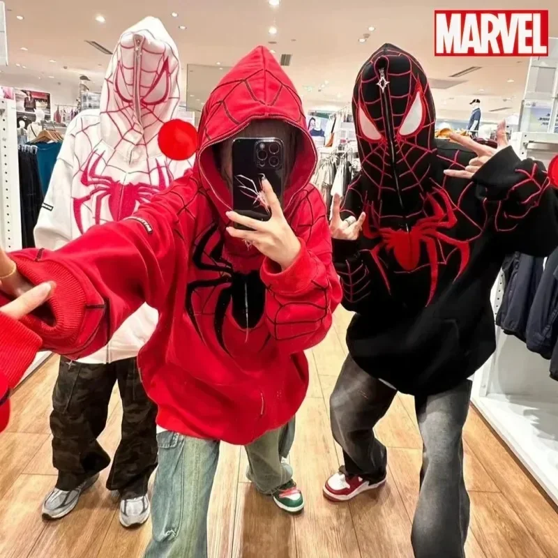 

Marvel Spider Man Hoodies Sweatshirts Zipper Jacket Top Women Men Clothing Overcoat Anime Cartoon Creative Spring Couple Clothes