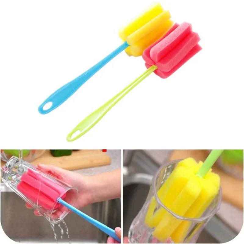 

2Pcs High Quality Sponge Cup Brush Bottle Brush Glass Cleaning Kitchen Supplies Cleaning Tools Universal Cleaning Brush