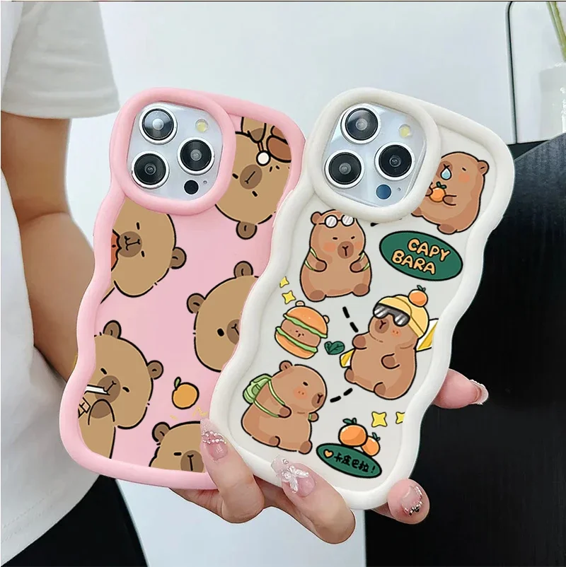 Adorable Cute Capybara Wave Side Phone Case Cover
