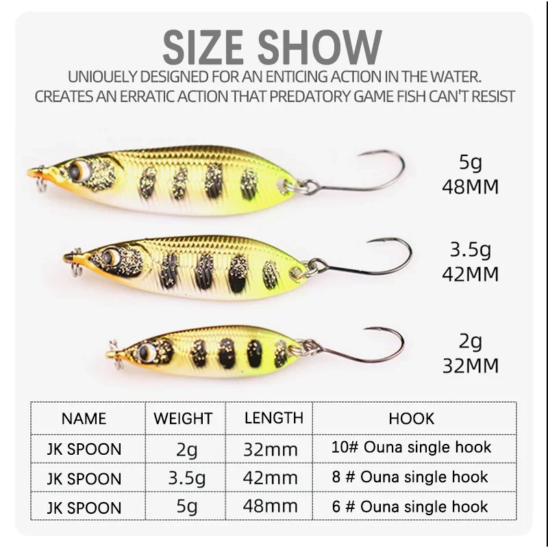 3Pcs Spoon Bait 2g 3.5g 5g Stream Bait Copper Metal Spoon Fishing Lure Trout Perch Pike