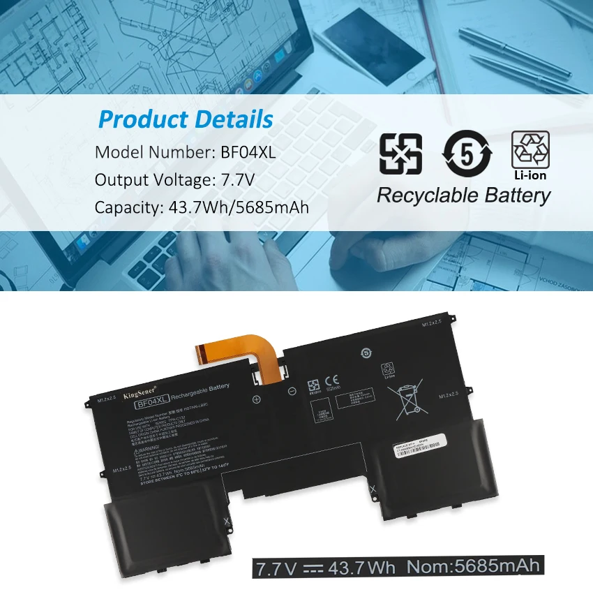 Bateria Kingsener para hp Spectre Bf04xl 13-af000 13-af002la 13-af520tu 13-af018tu 13-af012dx 924843421 924960855 Hstnn-lb8c - Imagem 3