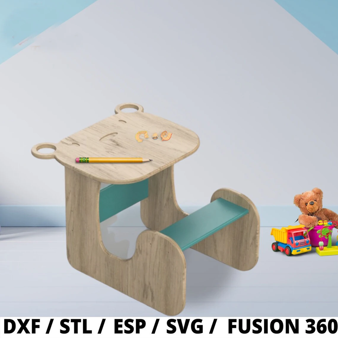 antique woodworking bench Integrated Desk Chair for Kids Furniture Template CNC Laser Cut Files STL SVG DXF EPS DWG for Laser/Plasma Cutting Printing wood pellet maker Woodworking Machinery