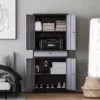 Metal Garage Storage Cabinet w/Drawer,4 Door Tool Cabinet w/Lock-2 Adjustable Shelves for Garage Home Office (Black & Gray) 6