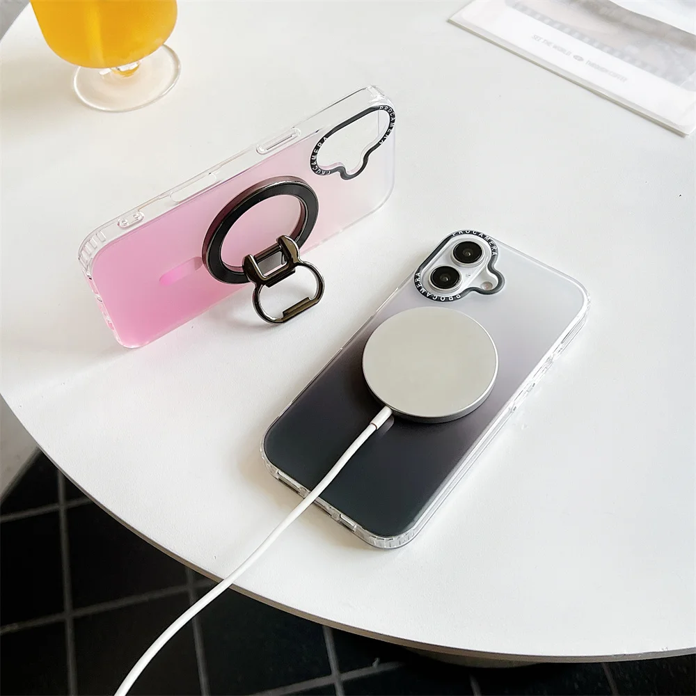Pour iPhone 16 Pro Max Gradient Aurora Slim Matte Magnetic Case Pour iPhone 11 12 13 14 15 16 Pro Max Plus Mini Housse Antichoc_voghion.com