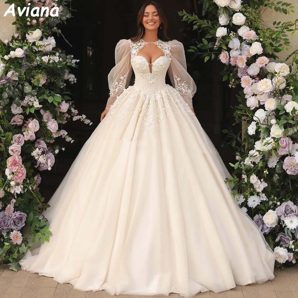 

Aviana Vintage Sweetheart Lace Wedding Dresses Cap Sleeves Coat Appliques Bridal Gowns Backless Princess Floor Length Ball Gown