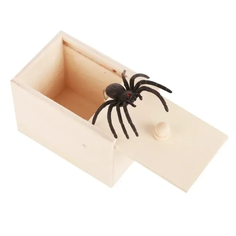 Trick Spider Funny Scare Box Wooden Hidden Box Prank Game Prank Trick Friend Office Toys prank scare box