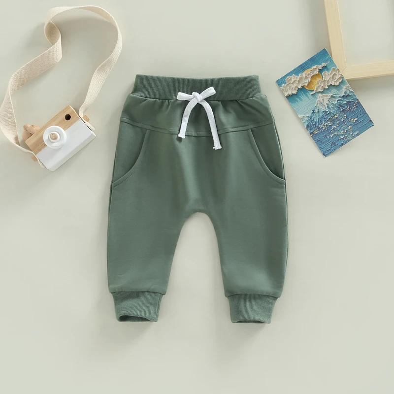 Baby Trousers 6Colors Spring Autumn Toddler Newborn Baby Boys Girl Solid Drawstring Pocket Long Pants