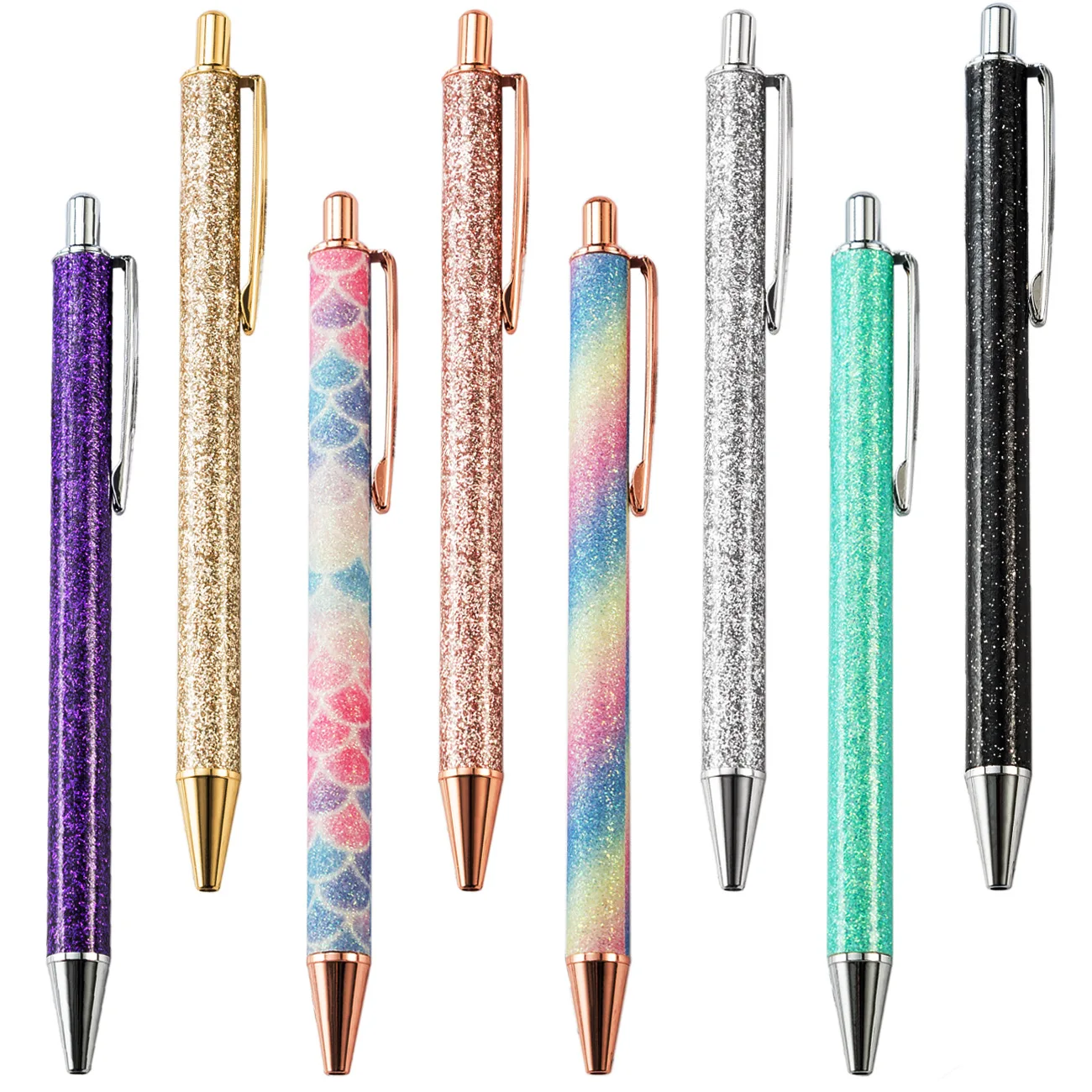 

40 Pcs Wholesale 1.0mm Ballpoint Pen Press Creative Gift Gold Powder Custom Logo Metal Advertising Ballpoint Pen