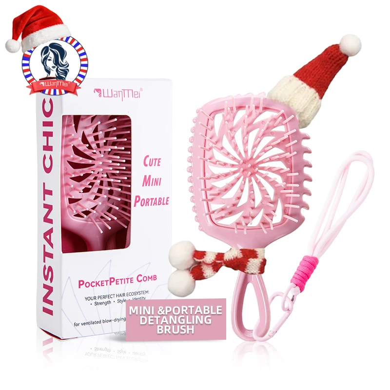 크리스마스 & 새해 선물 빗-휴대용 미니, 간편한 엉킴 방지-자연스러운 곱슬머리, 직모, 젖은 머리, 마른 머리에 이상적, 컬 정의 브러시