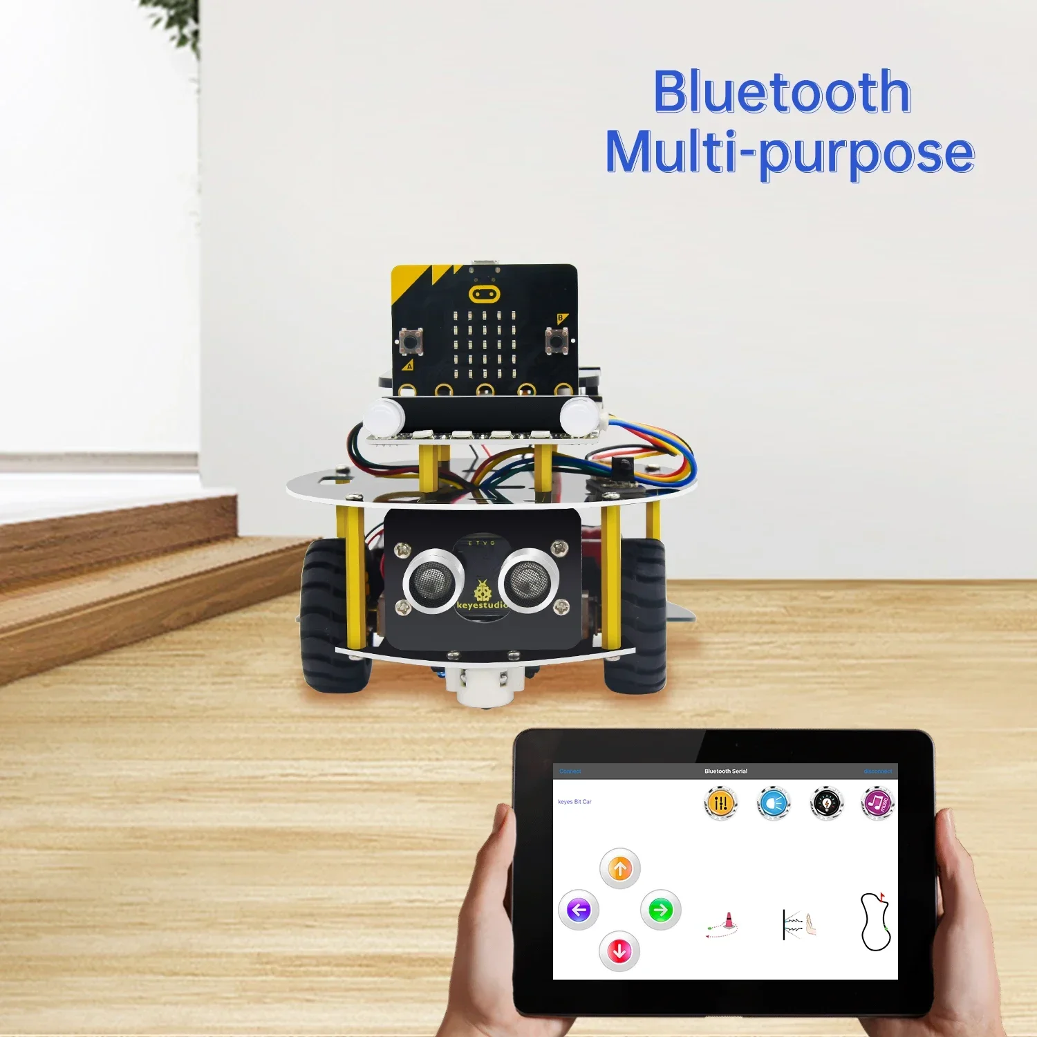Keyestudio Micro:Bit V2 Robot Car Mini Smart Turtle Robot Kit for MicroBit Car Python Programming STEM Electronic Kit Toys