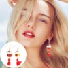 Hoop Animal Earrings Ceramic Cat Earrings Beckoning Cat Maneki Neko Cat Dangle Drop Earrings for Birthday Gift 2