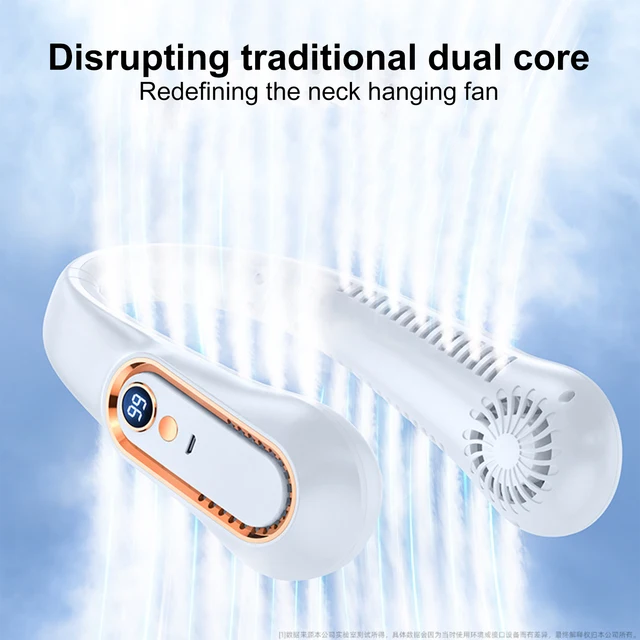 Usb Újratölthető Hordozható Pengék Nyak Elektromos Ventilátor Léghűtő Led Digitális Kijelző Hőmérséklet Intelligens Vezérlés - Image 2