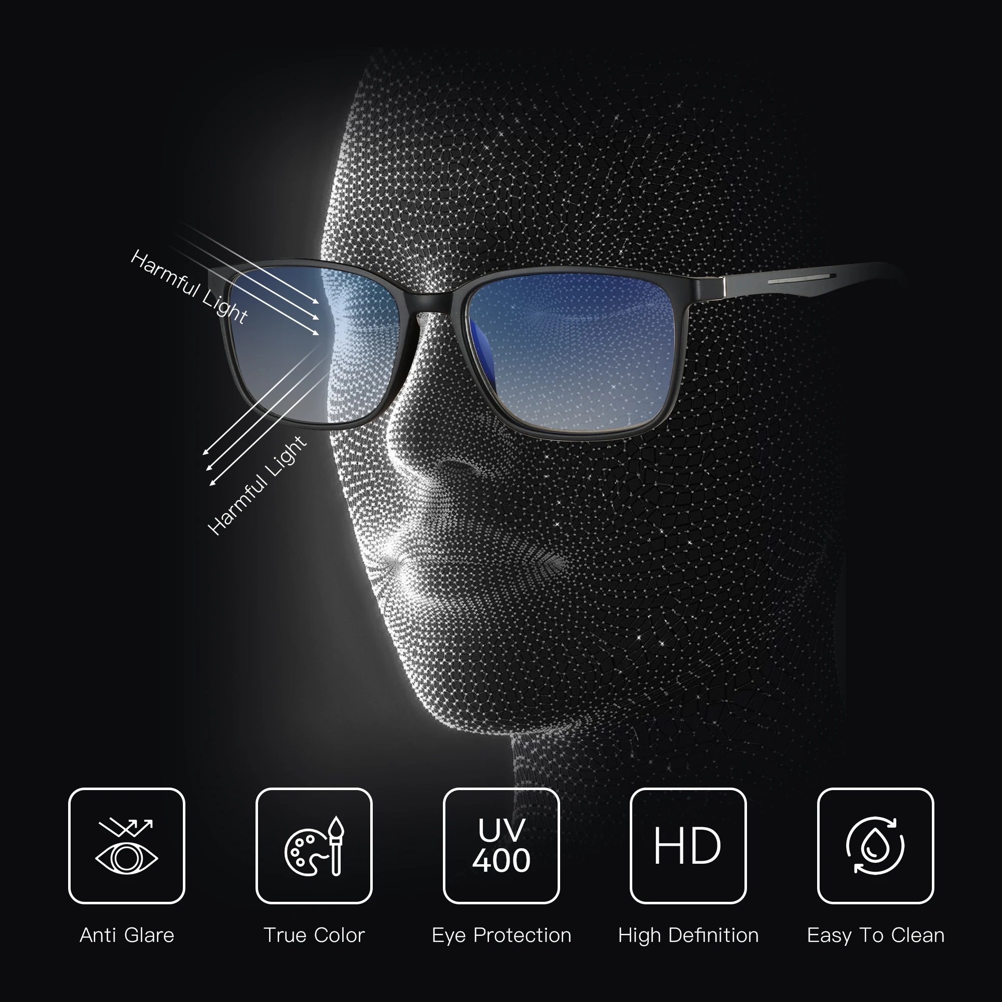 ZENOTTIC Fashion Square Anti Blue Light Blocking Reading Glasses