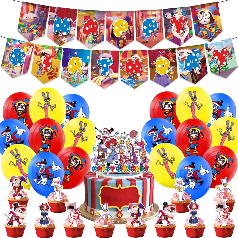 

Circus Carnival Theme 12In Latex Balloons Birthday Rtbackground Decoration Banner Caketopper For Kids Baby Shower Party Supplies