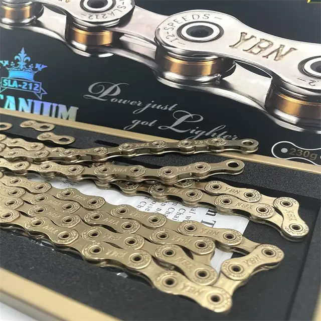 自転車チェーン10s用  YBN SLA-101 (ゴールド) YBN SLA101 Ti Nitride 10 Speed Chain Gold – In a Spin Cycles