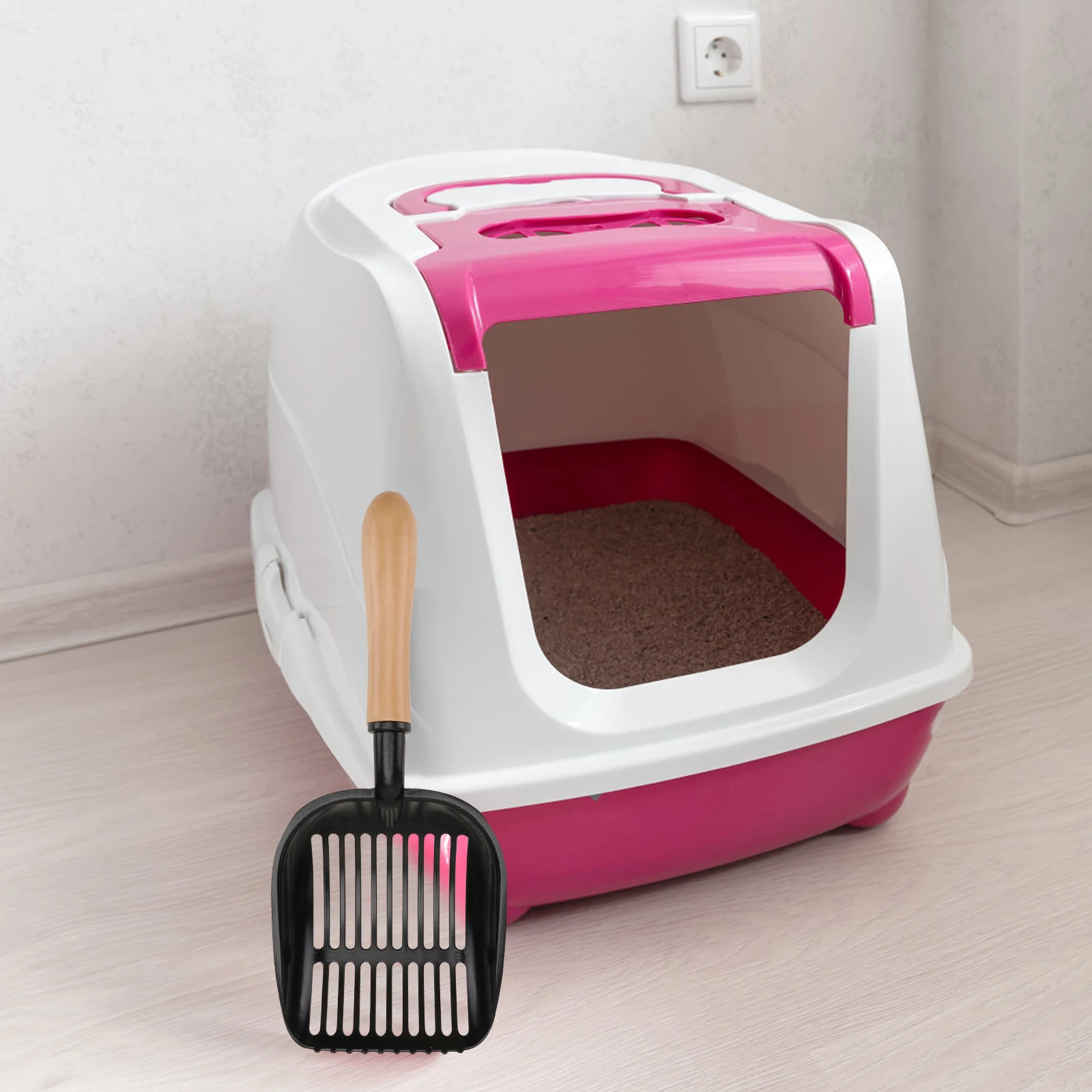 1Pcs Cat Litter Scooper Heavy-Duty Rustproof Aluminum Alloy Wooden Handle Tight Mesh Design Efficient Pet Waste Remover Comfort 1Pcs Cat Litter Scooper Heavy-Duty Rustproof Aluminum Alloy Wooden Handle Tight Mesh Design Efficient Pet Waste Remover Comfort