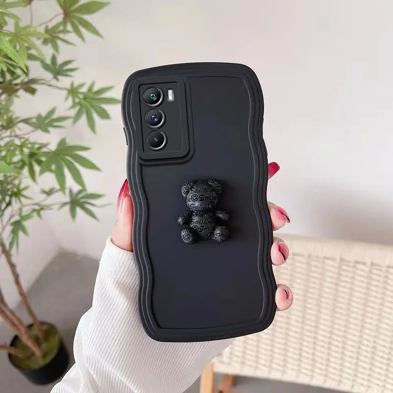 Cute 3d Bear Wave Liquid Silicone Phone Case For Samsung Galaxy_voghion.com