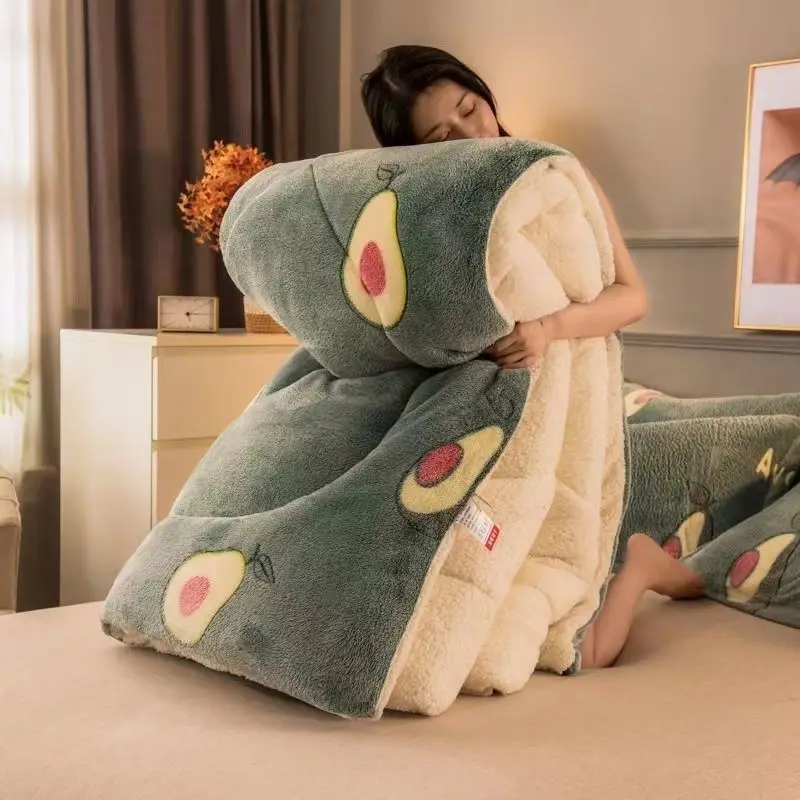 Thermal Winter Lamb Velvet Quilt Thick Flannel and Lamb Double-faced Velvet  Wool Blankets Quilts 3.5kg Comforter for Bed одеяло - AliExpress