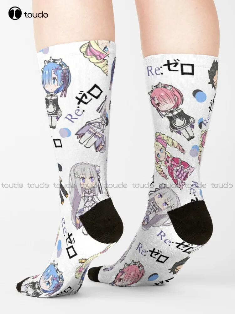 

Носки для бега в стиле аниме «Re:Zero» Chibi, индивидуальные носки унисекс для взрослых и подростков, Молодежные носки в стиле Харадзюку С цифровой печатью 360 °