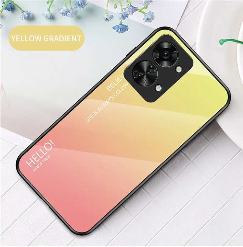 Gradient Tempered Glass Back Cover with Soft Silicon Bumper
